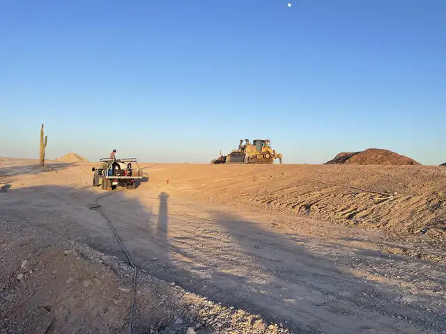 Desert job site with saguaro cactus near Mesa Arizona