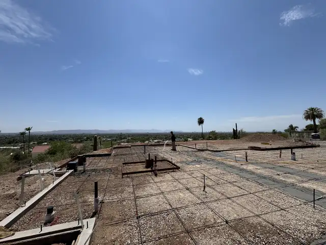 New construction foundation overlooking an Arizona desert valley